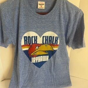 Charlie Hustle Blue Rock Chalk Jayhawk Tee(XS)